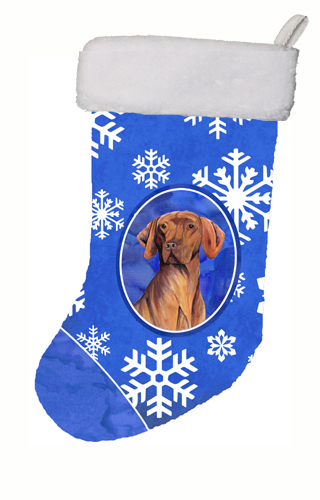 Vizsla Winter Snowflakes Christmas Stocking