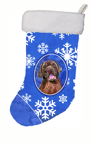 Labrador Winter Snowflakes Christmas Stocking 11 x 18 in.