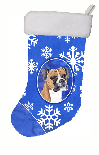 Boxer Winter Snowflakes Christmas Stocking