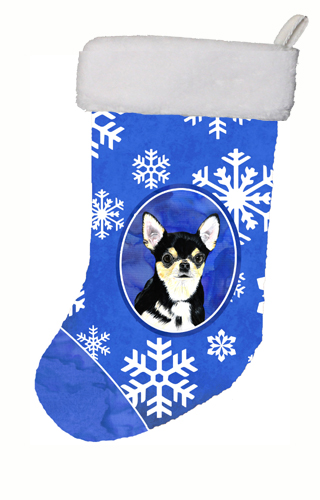 Chihuahua Winter Snowflakes Christmas Stocking