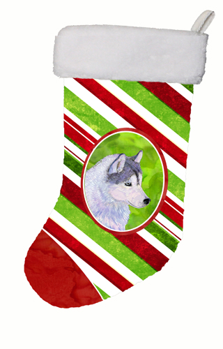 11 x 18 in. Siberian Husky Winter Snowflakes Christmas Stocking