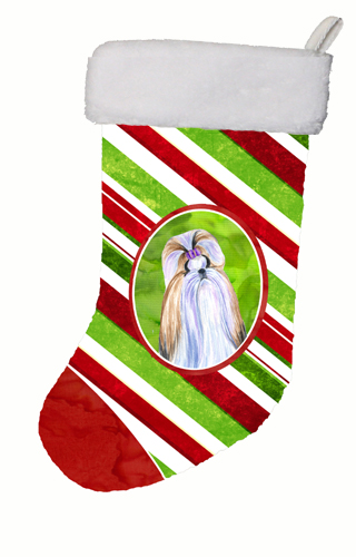 11 x 18 in. Shih Tzu Winter Snowflakes Christmas Stocking