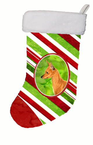11 x 18 in. Min Pin Winter Snowflakes Christmas Stocking