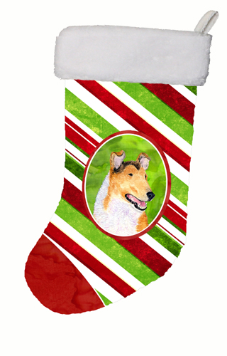 11 x 18 in. Collie Smooth Winter Snowflakes Christmas Stocking