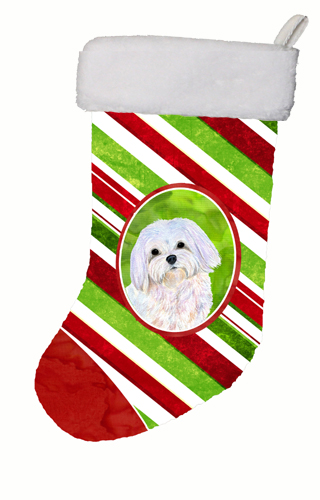 11 x 18 in. Maltese Candy Cane Christmas Stocking
