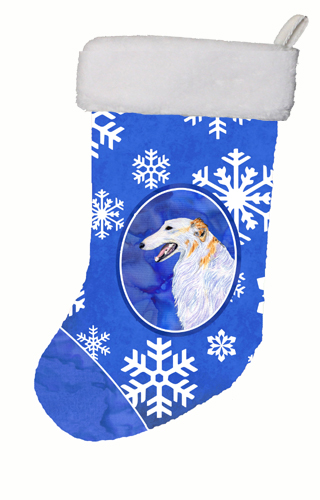 Borzoi Winter Snowflakes Christmas Stocking