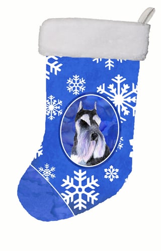Schnauzer Winter Snowflakes Christmas Stocking