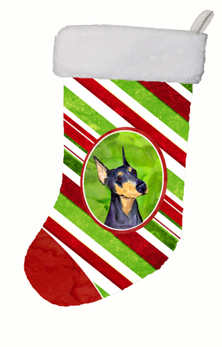 Doberman Winter Snowflakes Christmas Stocking