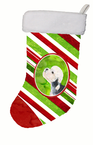 Dandie Dinmont Terrier Winter Snowflakes Christmas Stocking - 11 x 18 in.