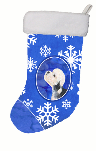 Dandie Dinmont Terrier Winter Snowflakes Christmas Stocking