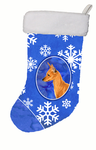Min Pin Winter Snowflakes Christmas Stocking