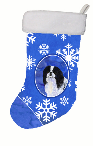 Japanese Chin Winter Snowflakes Christmas Stocking