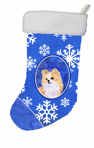 Chihuahua Winter Snowflakes Christmas Stocking - 11 W x 8 H in.