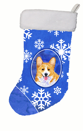 Corgi Winter Snowflakes Christmas Stocking