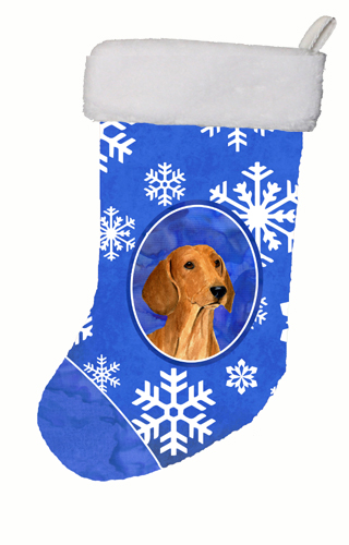 Dachshund Winter Snowflakes Christmas Stocking 11 W x 8 H in.