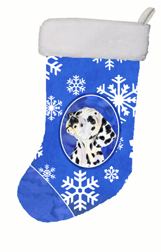11 W x 8 H in. Dalmatian Winter Snowflakes Christmas Stocking