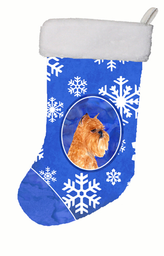 Brussels Griffon Winter Snowflakes Christmas Stocking