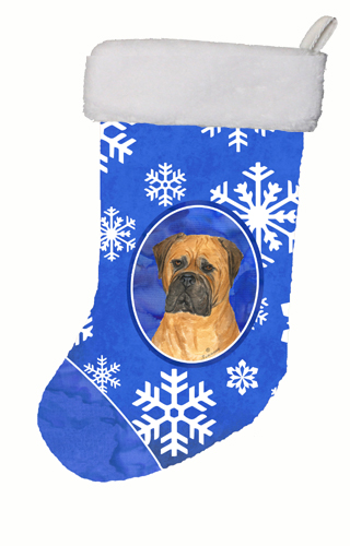 Bullmastiff Winter Snowflakes Christmas Stocking 11 W x 8 H in.