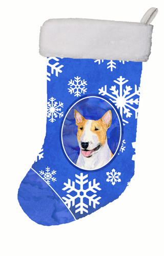 Bull Terrier Winter Snowflakes Christmas Stocking