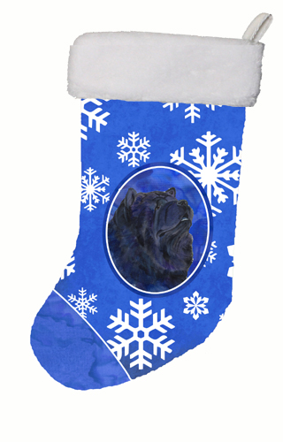 11 W x 8 H in. Chow Chow Winter Snowflakes Christmas Stocking