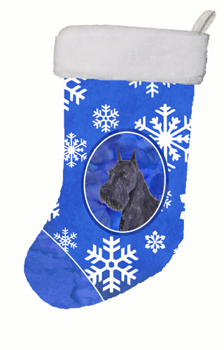 11 W x 8 H in. Schnauzer Winter Snowflakes Christmas Stocking