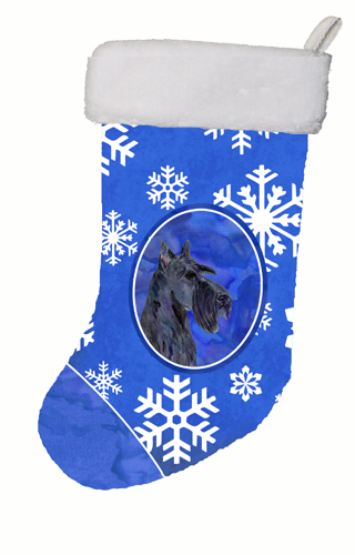 11 W x 8 H in. Scottish Terrier Winter Snowflakes Christmas Stocking