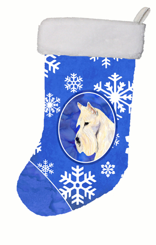 11 W x 8 H in. Scottish Terrier Winter Snowflakes Christmas Stocking