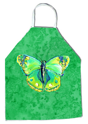 Picture of Carolines Treasures 8863APRON 27 H x 31 W in. Butterfly Green on Green Apron