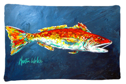 Fish - Red Fish Red for Jarett Moisture Wicking Fabric Standard Pillowcase