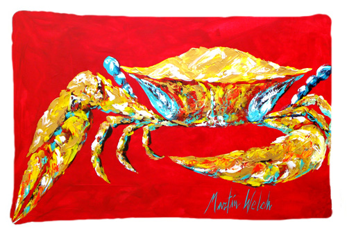 20.5 W x 30 in. Crab Blue on Red- Sr. Moisture Wicking Fabric Standard Pillowcase