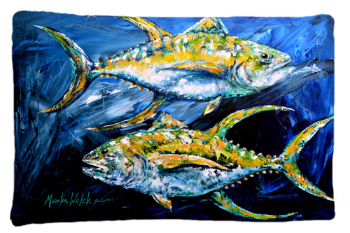 20.5 W x 30 in. Fish - Tuna Tuna Blue Moisture Wicking Fabric Standard Pillowcase