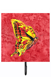 4.25 W x 7 H in. Butterfly on Red Leash Or Key Holder