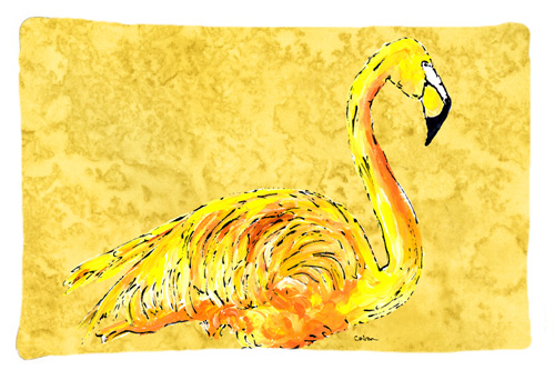 Flamingo On Yellow Moisture Wicking Fabric Standard Pillowcase - Yellow
