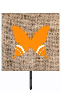 BB1034-BL-OR-SH4 Butterfly Burlap And Orange Leash Or Key Holder