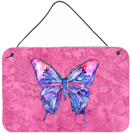 Butterfly On Pink Aluminium Metal Wall Or Door Hanging Prints
