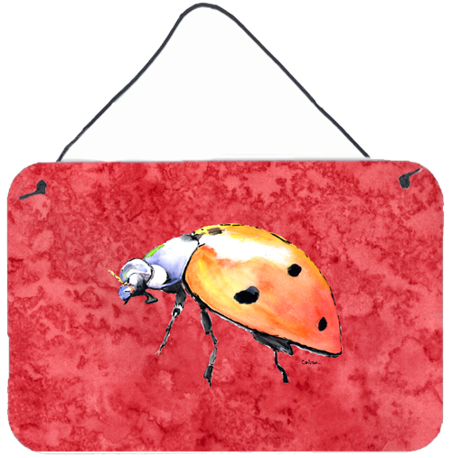 Lady Bug On Red Aluminium Metal Wall Or Door Hanging Prints