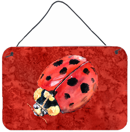 Lady Bug On Deep Red Aluminium Metal Wall Or Door Hanging Prints