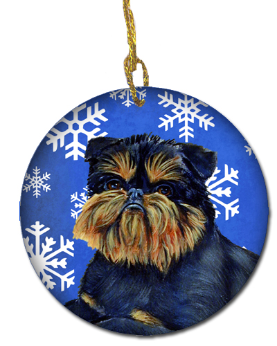Brussels Griffon Winter Snowflake Holiday Ceramic Ornament