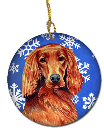 Irish Setter Winter Snowflake Holiday Ceramic Ornament