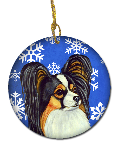 Papillon Winter Snowflake Holiday Ceramic Ornament