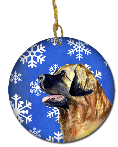 Leonberger Winter Snowflake Holiday Ceramic Ornament