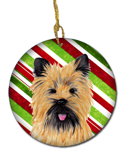 Cairn Terrier Candy Cane Holiday Christmas Ceramic Ornament