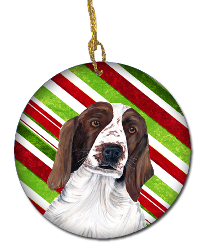 Welsh Springer Spaniel Candy Cane Holiday Christmas Ceramic Ornament