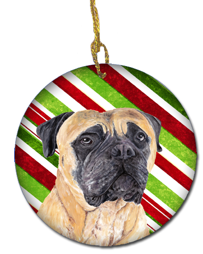 Mastiff Candy Cane Holiday Christmas Ceramic Ornament
