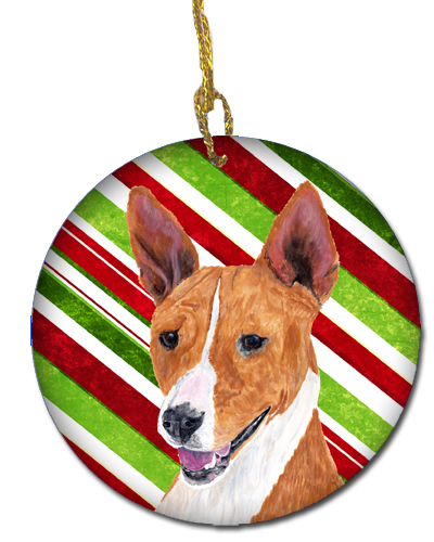Basenji Candy Cane Holiday Christmas Ceramic Ornament