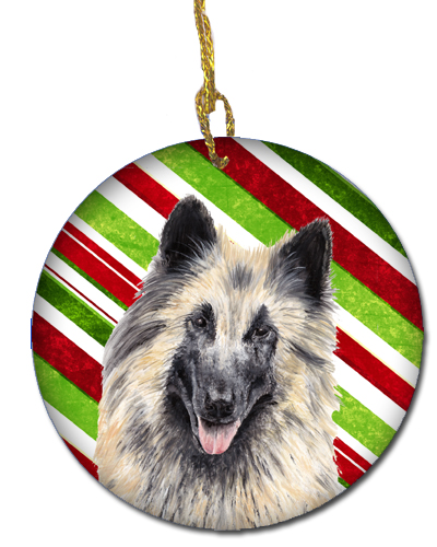 Belgian Tervuren Candy Cane Holiday Christmas Ceramic Ornament