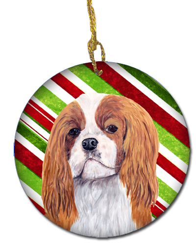 Cavalier Spaniel Candy Cane Holiday Christmas Ceramic Ornament