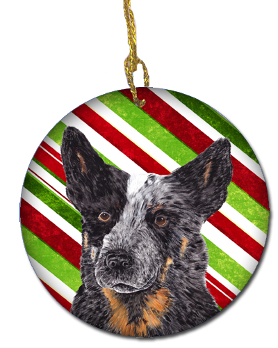 Australian Cattle Dog Candy Cane Holiday Christmas Ceramic Ornament