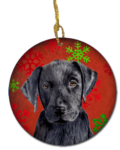 Labrador Red Snowflakes Holiday Christmas Ceramic Ornament