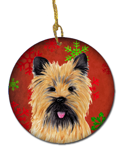 Cairn Terrier Red Snowflakes Holiday Christmas Ceramic Ornament